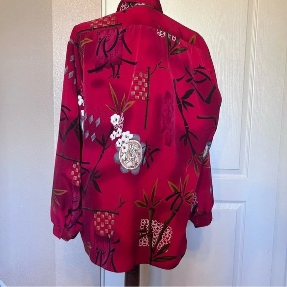 All Hours Red Button Down‎ Shirt Blouse Size 40